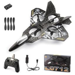 RC Fighter Jet Drone with 2.4GHz Remote Control, EPP Foam Lightweight Material, 360° Stunt Flips, LED Lights, One-Key Takeoff/Landing, and Altitude Hold – Best Toy Airplane for Kids and Beginners