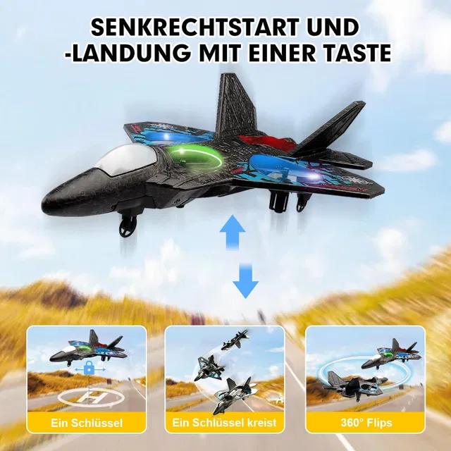 RC Fighter Jet Drone with 2.4GHz Remote Control, EPP Foam Lightweight Material, 360° Stunt Flips, LED Lights, One-Key Takeoff/Landing, and Altitude Hold – Best Toy Airplane for Kids and Beginners