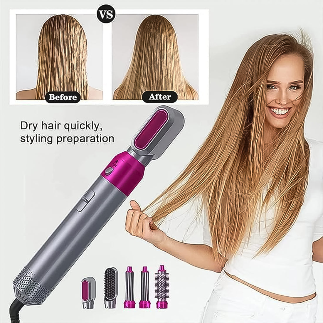5-in-1 Hair Styler & Dryer Brush | Volumizer, Curler & Smoother